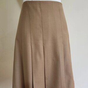 Banana Republic Skirt Women's 4 Tan/Camel, Pleated Wool Blend A-Line Preppy